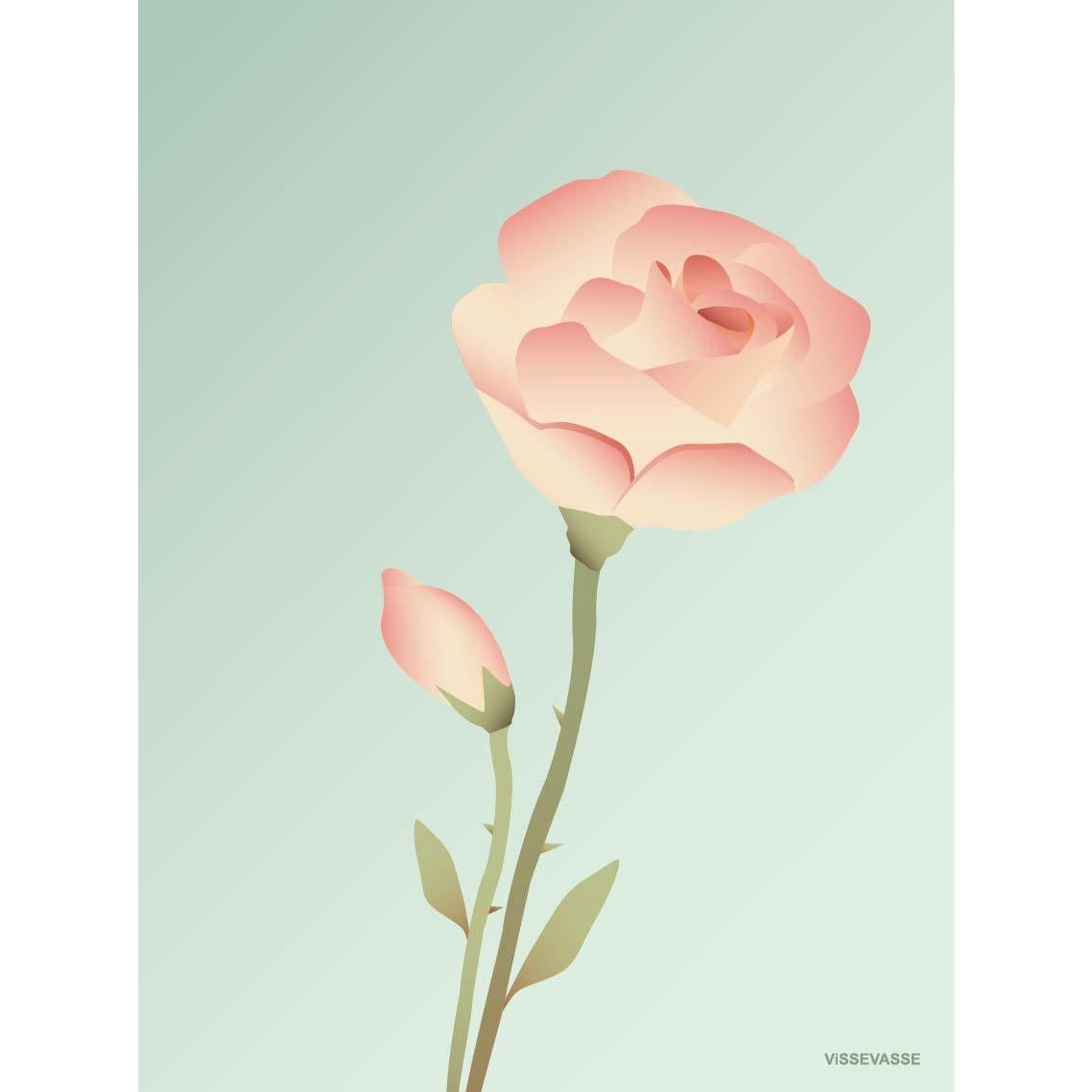 Vissevasse Rose -tillfälle kort, mynta, 15x21 cm