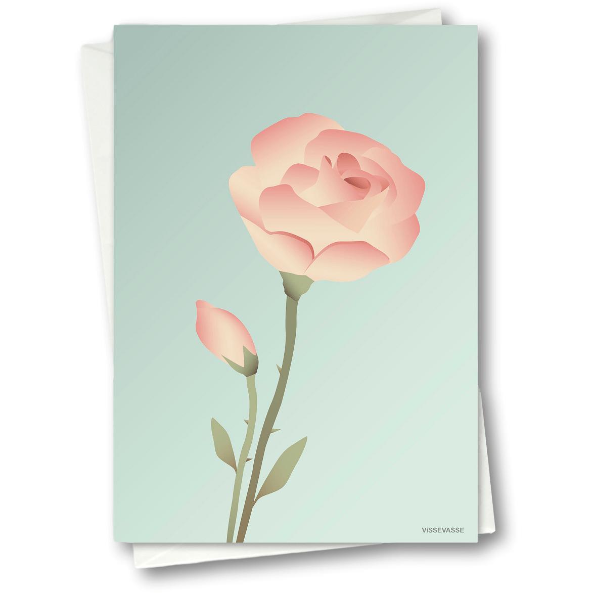 Vissevasse Rose -tillfälle kort, mynta, 15x21 cm
