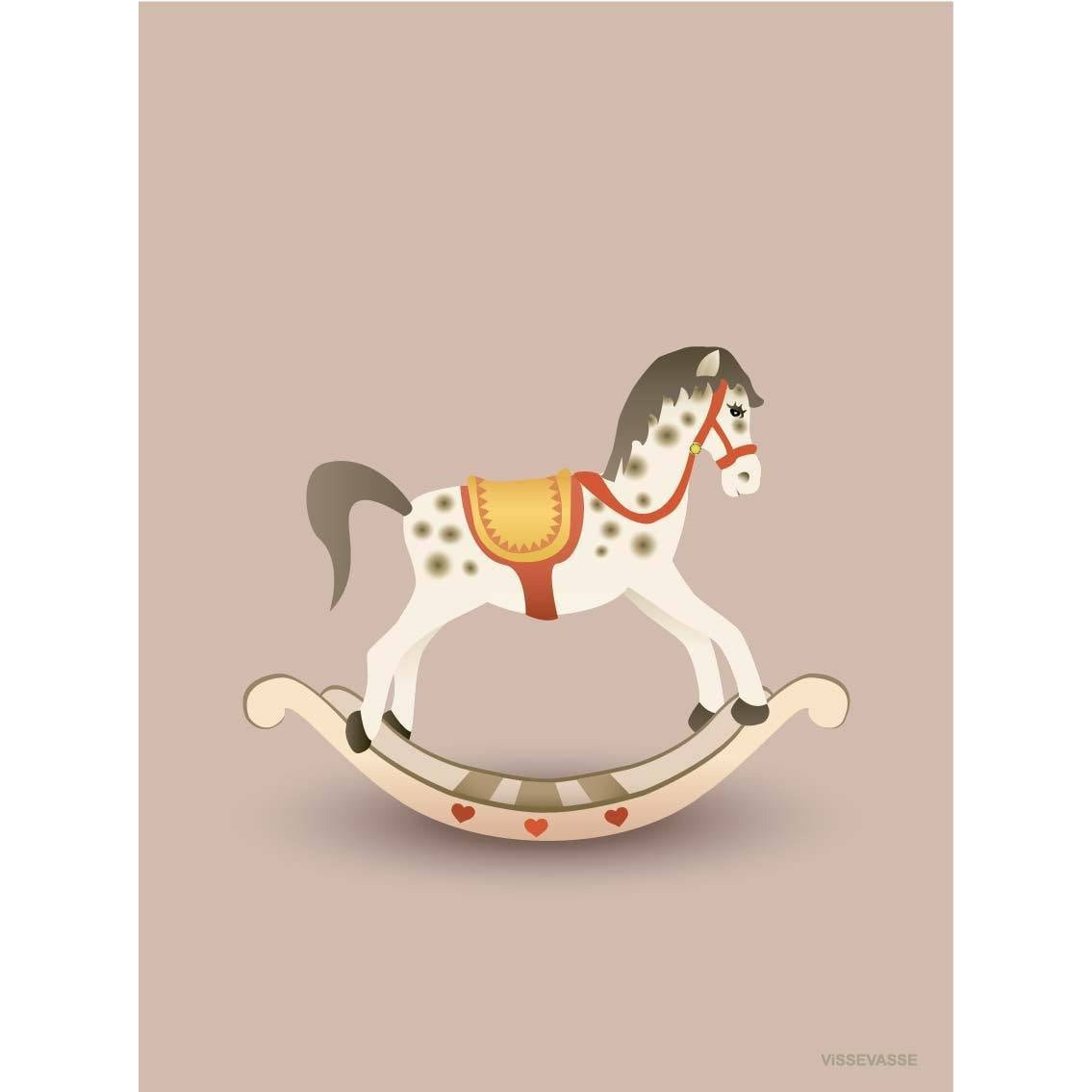 Vissevasse Gungande häst affisch, rosa, 30x40 cm