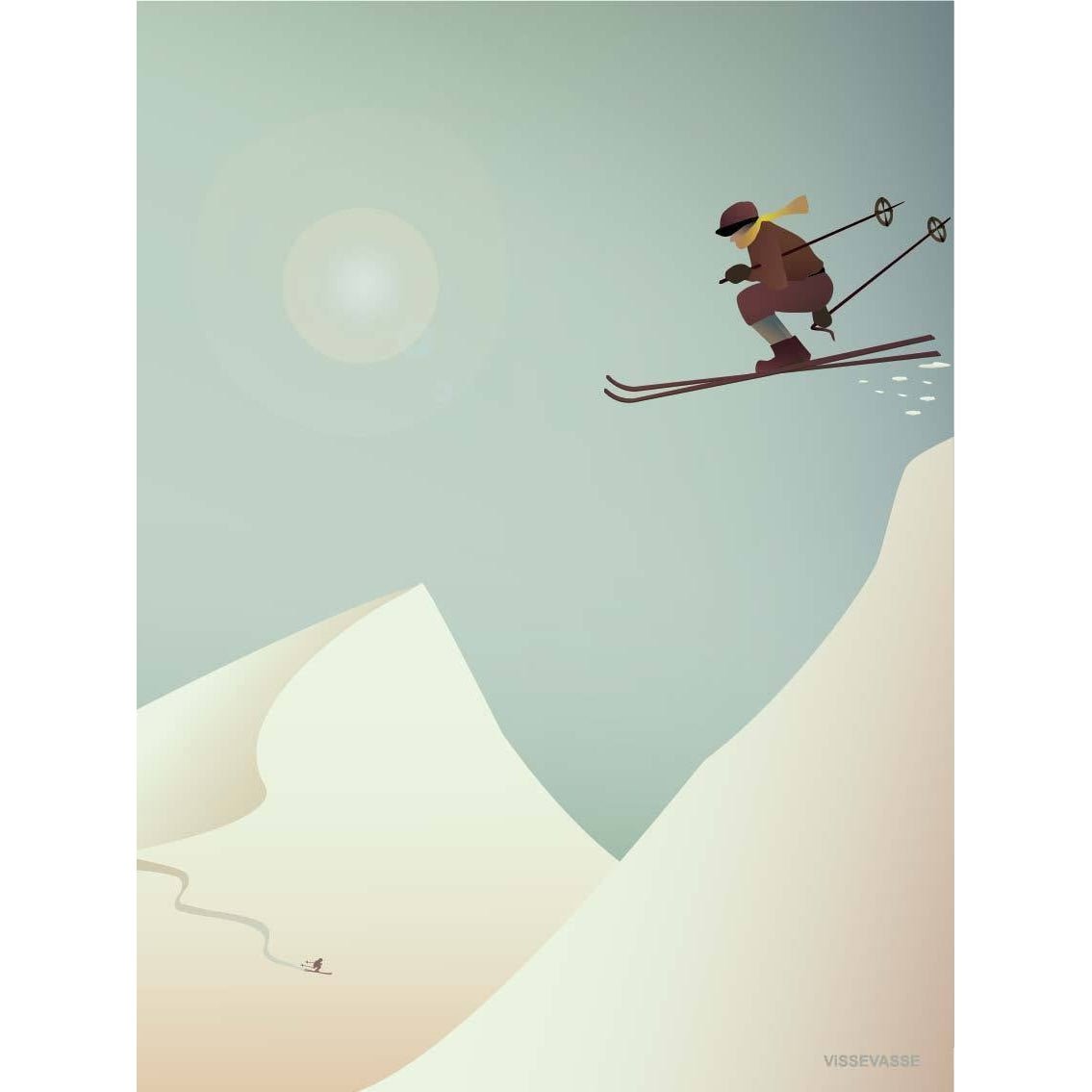 Vissevasse Skiing Plakat, 15X21 Cm