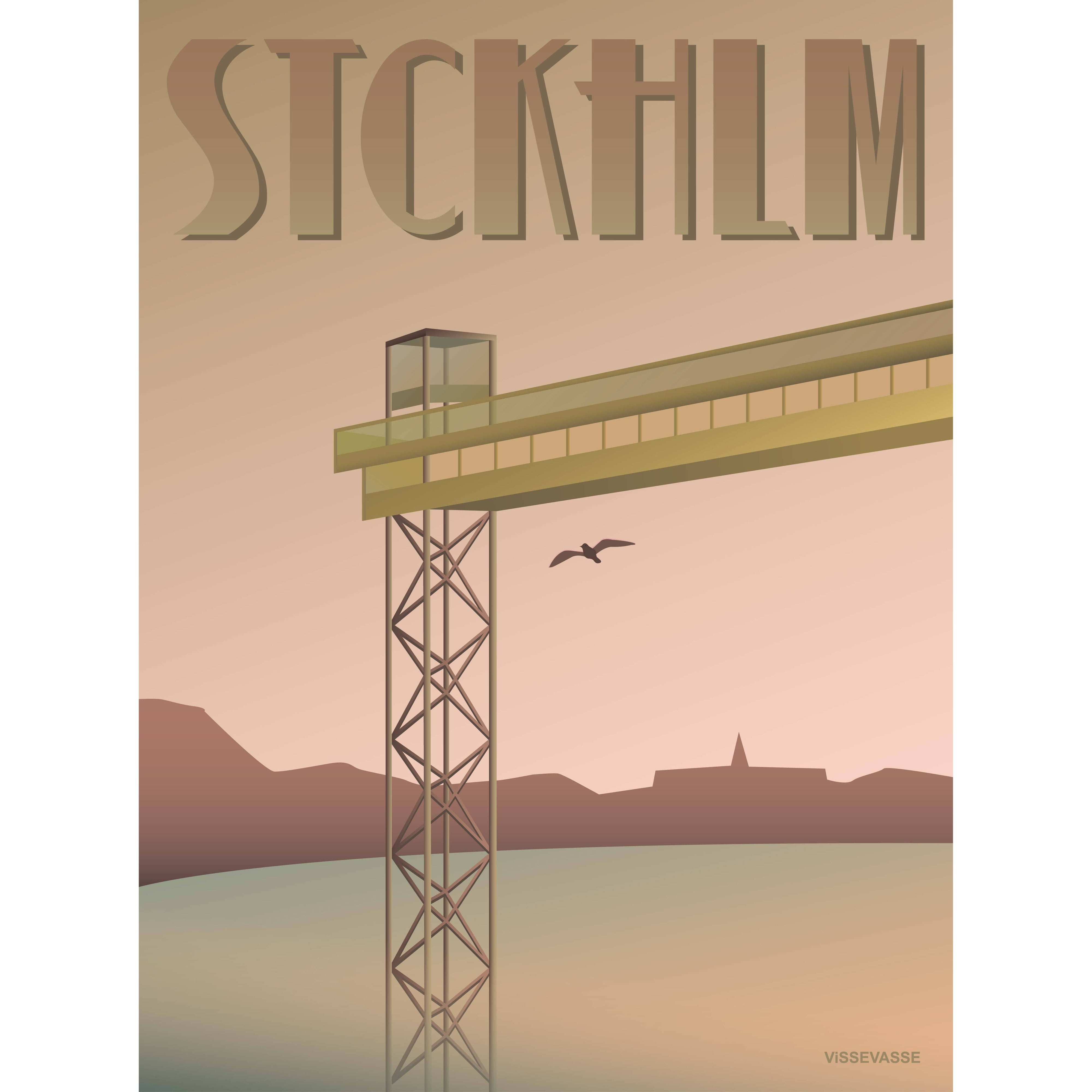 Vissevasse Stockholm Catarinahissen -affisch, 15x21 cm