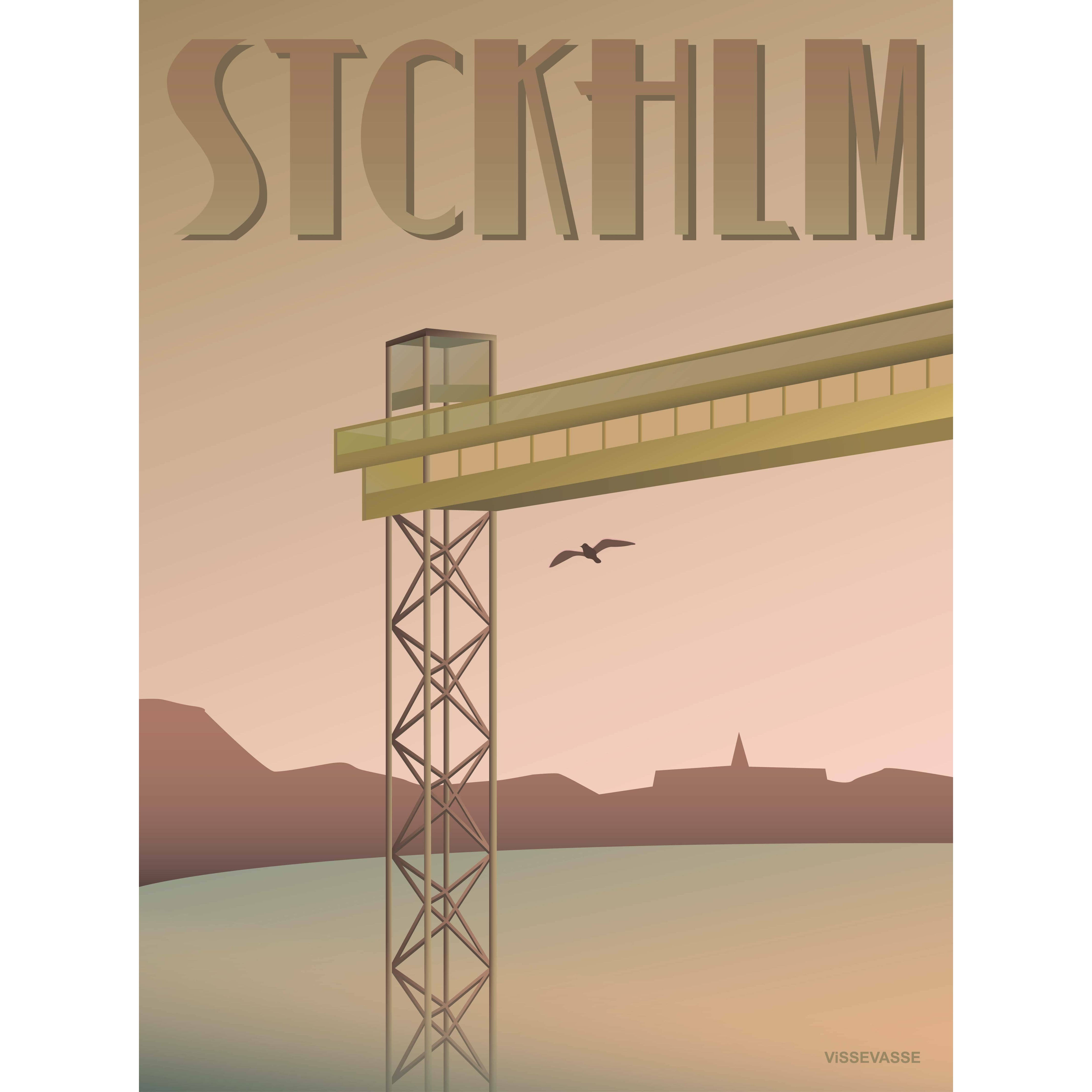 Vissevasse Stockholm Catarinahissen -affisch, 30x40 cm