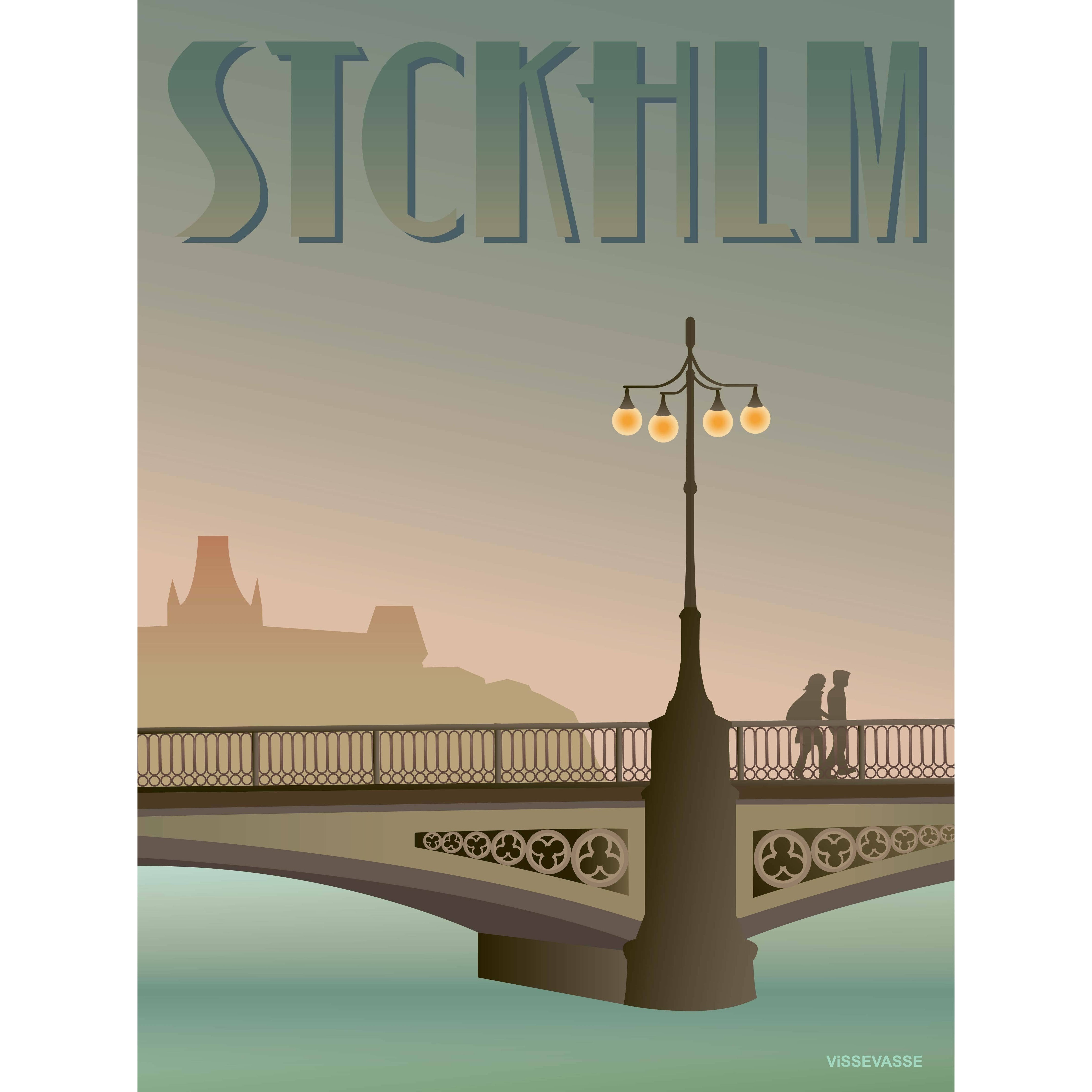 Vissevasse Stockholm Vasabroen -affisch, 30x40 cm