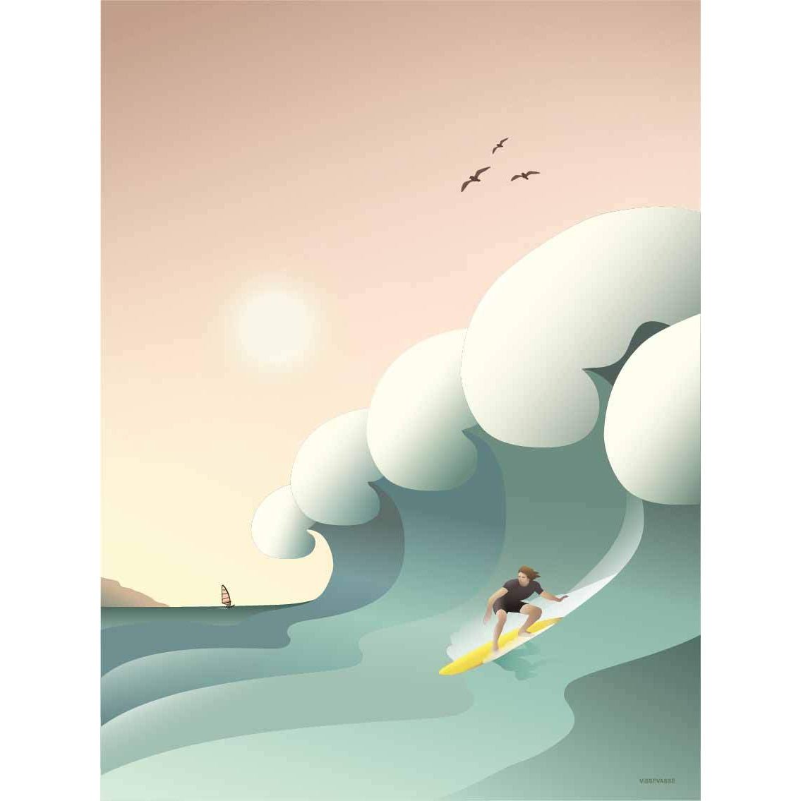 Vissevasse Surfer Plakat, 15X21 Cm