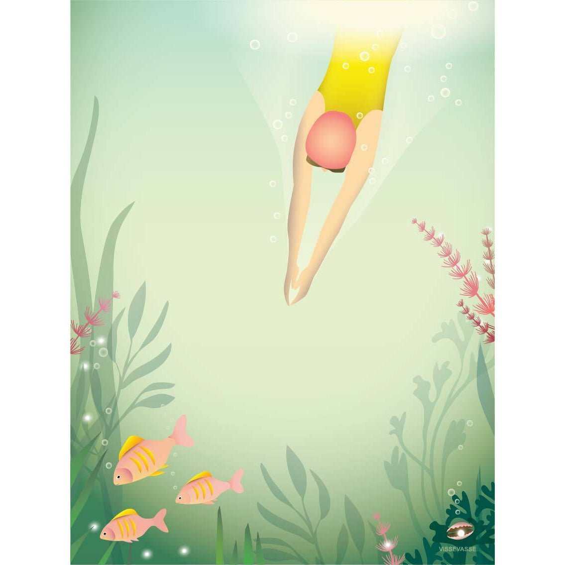 Vissevasse Simma som en Fisch -affisch, 15x21 cm