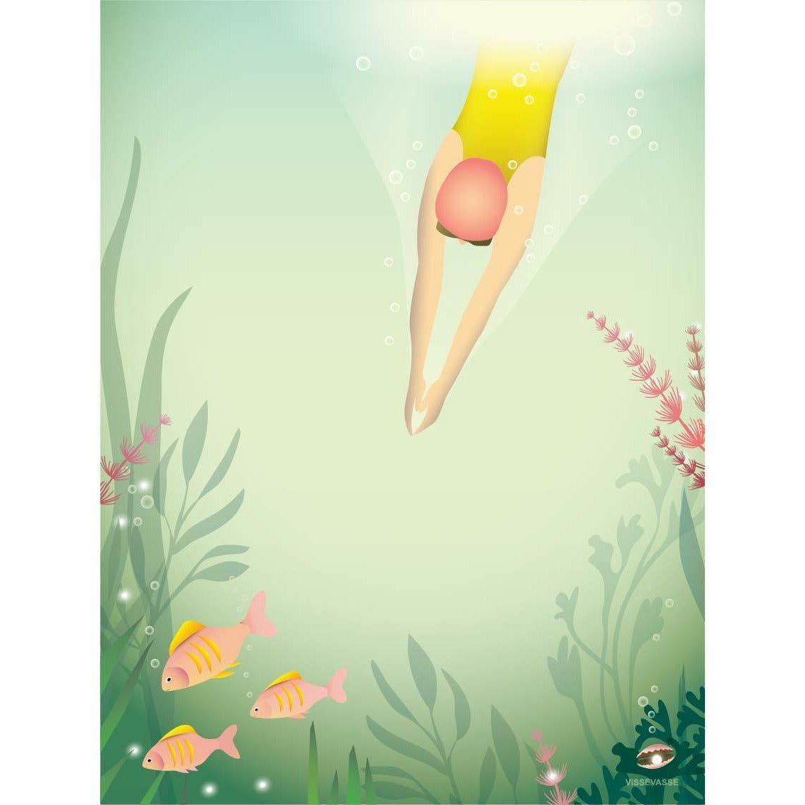 Vissevasse Simma som en Fisch -affisch, 50x70 cm