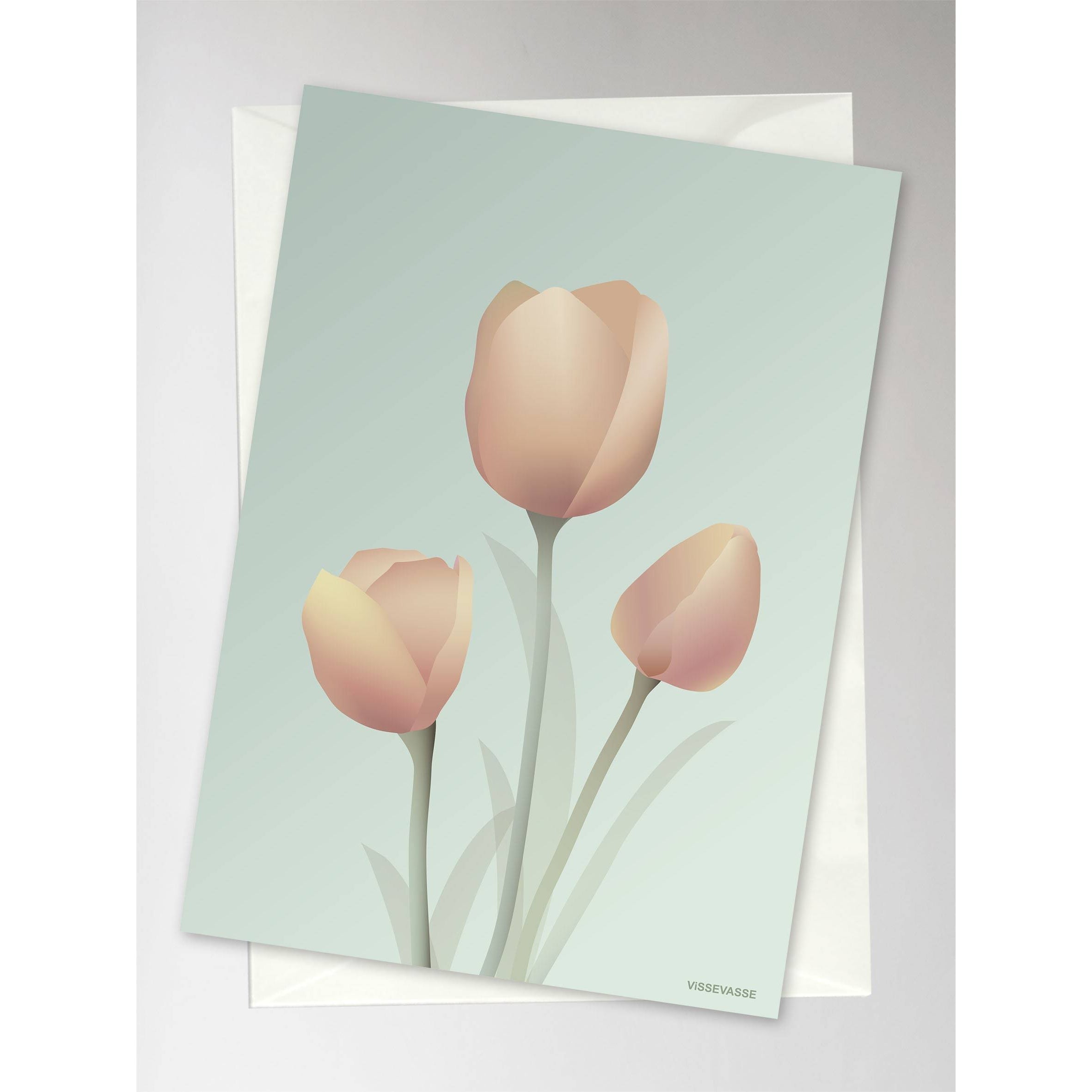 Vissevasse Tulipaner Anledningskort, Mint, 10,5x15cm