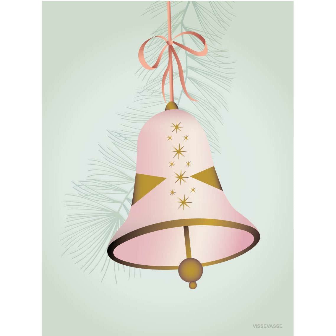 Vissevasse Julklockor tillfälligt kort, rosa, 15x21 cm