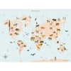 Vissevasse Världskarta med djur affisch, 15x21 cm