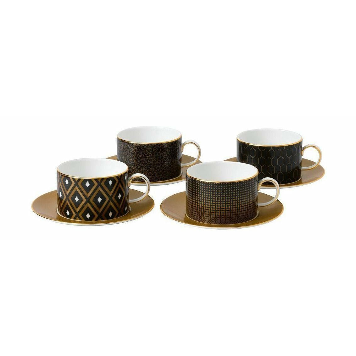 Wedgwood Arris Tea Cup 0.18L & Saucer Set Blandade mönster 4 stycken i presentförpackning