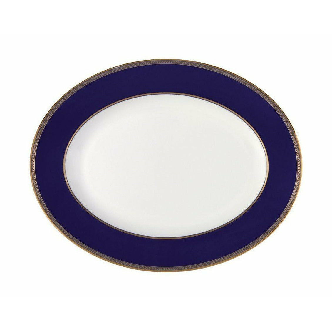 Wedgwood Renaissance Gold Oval Fad 35 cm, vit/blå