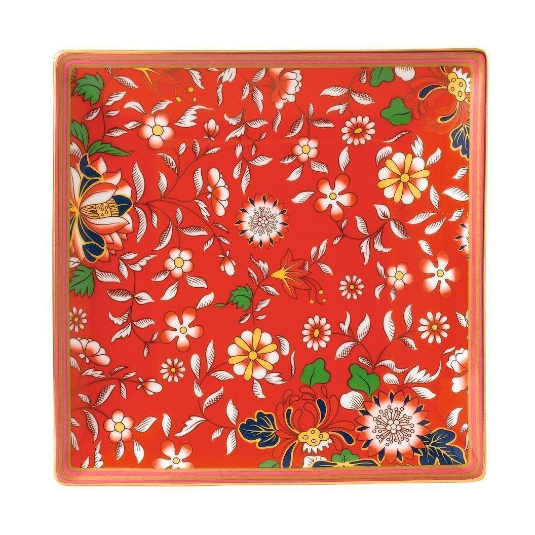 Wedgwood WonderLust Crimson Jewel Square Tray 14,5 cm i presentförpackning, röd