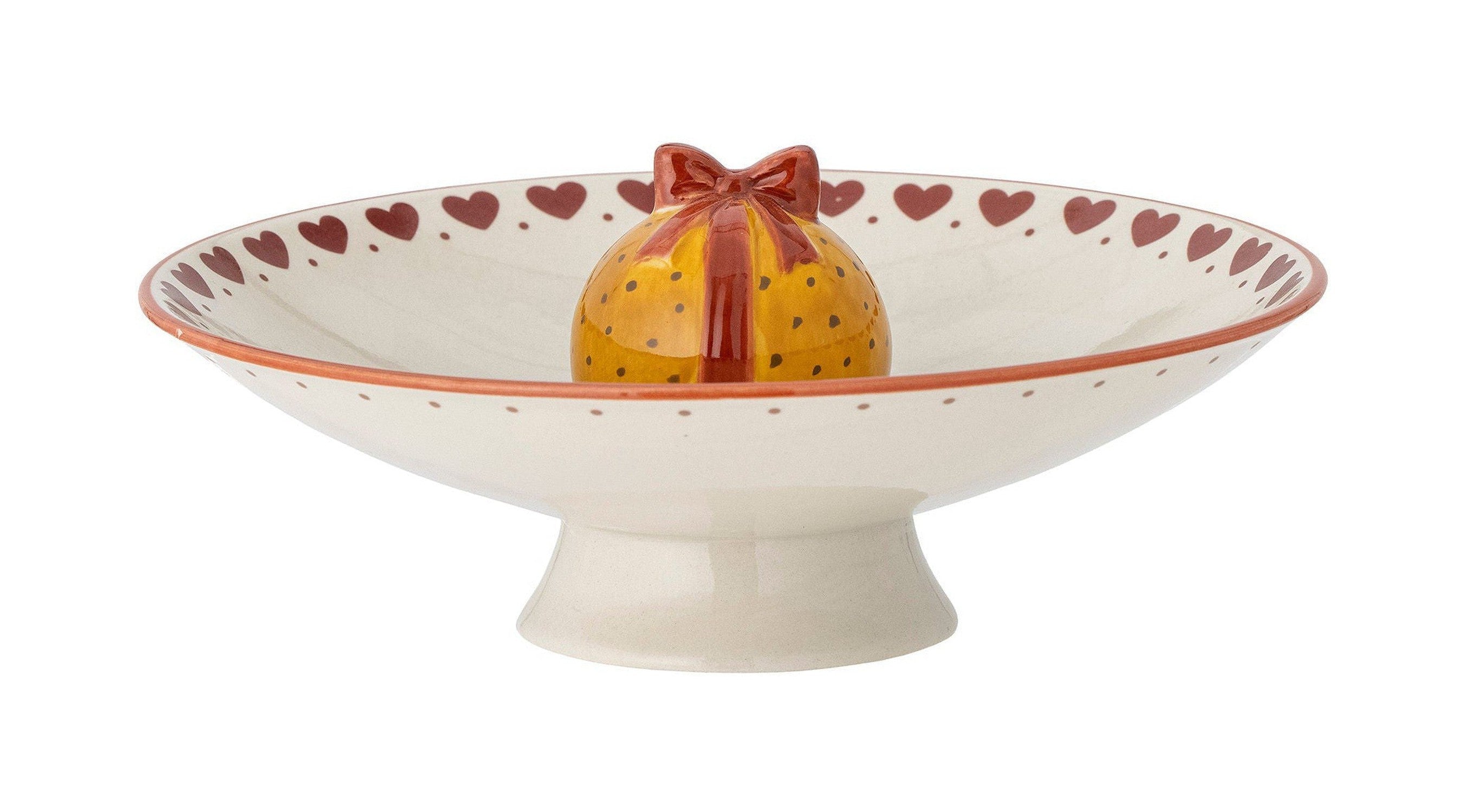 Bloomingville Jolly Pedestal Bowl, Red, Stoneware