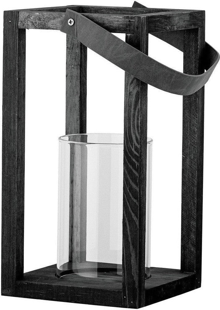 [product_category]-Bloomingville Lyra Lantern w/Glass, Black, Pine-Bloomingville-5711173295739-82057570-BLO-1