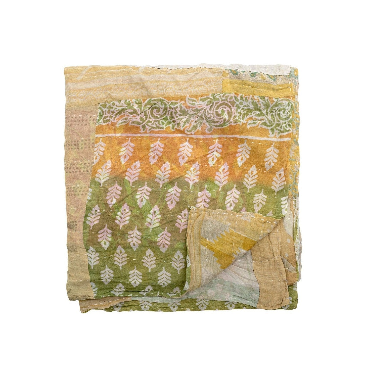 Bloomingville Sari Quilt, Yellow, Recycled Cotton