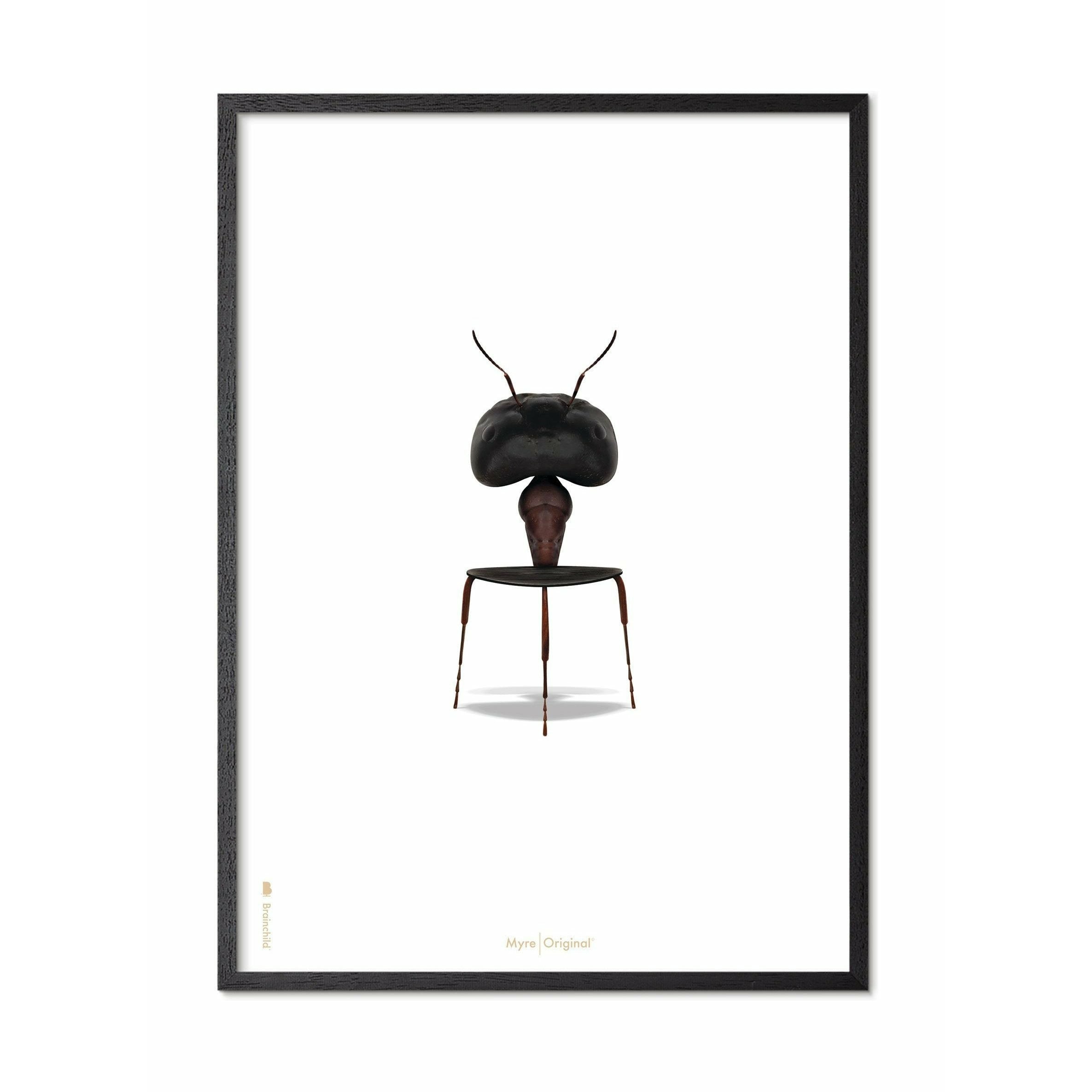 [product_category]-Brainchild Ant Classic Poster, Frame In Black Lacquered Wood A5, White Background-Brainchild-41001-C-BRA-1