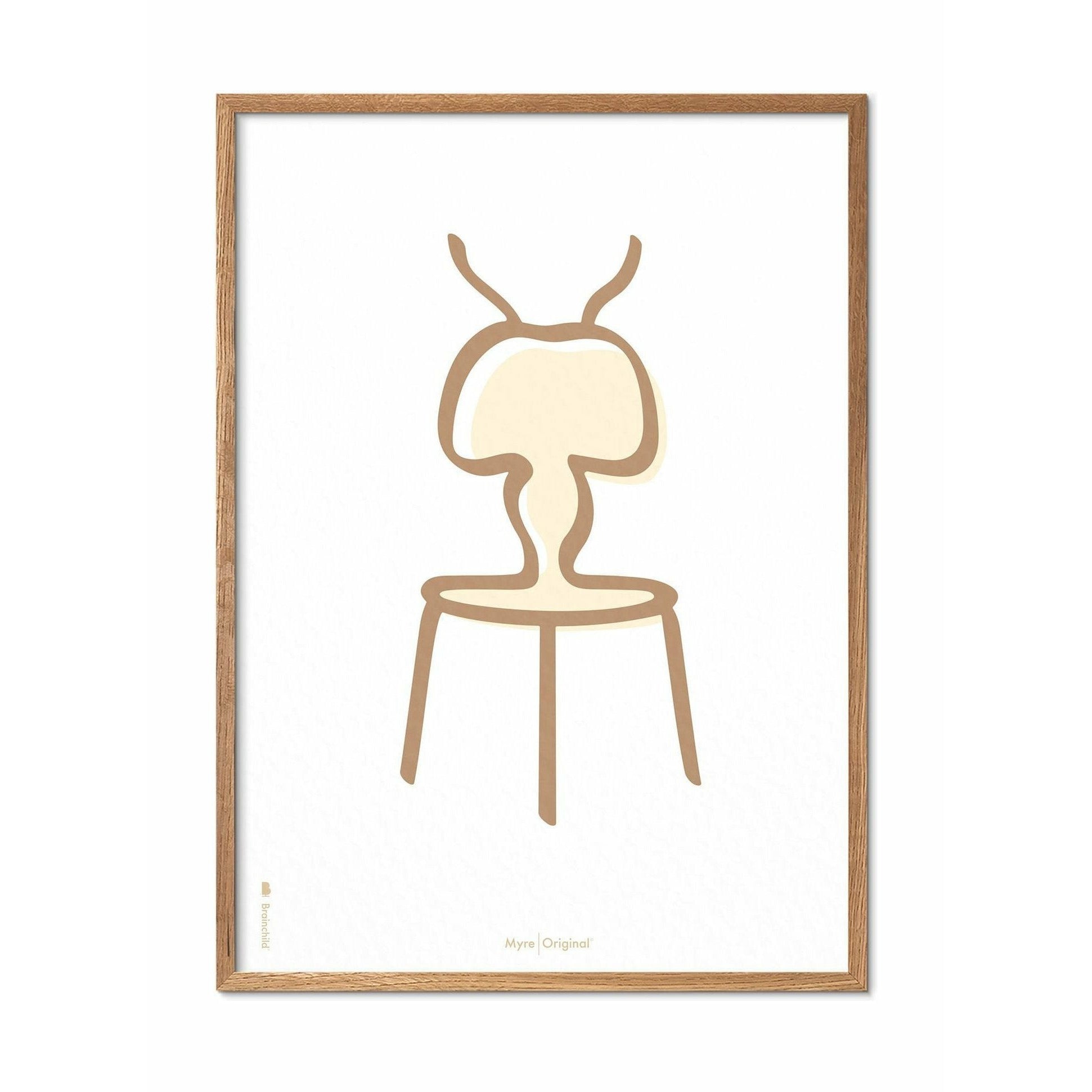 [product_category]-Brainchild Ant Line Poster, Frame Made Of Light Wood 70x100 Cm, White Background-Brainchild-SH-41004-A-BRA-1