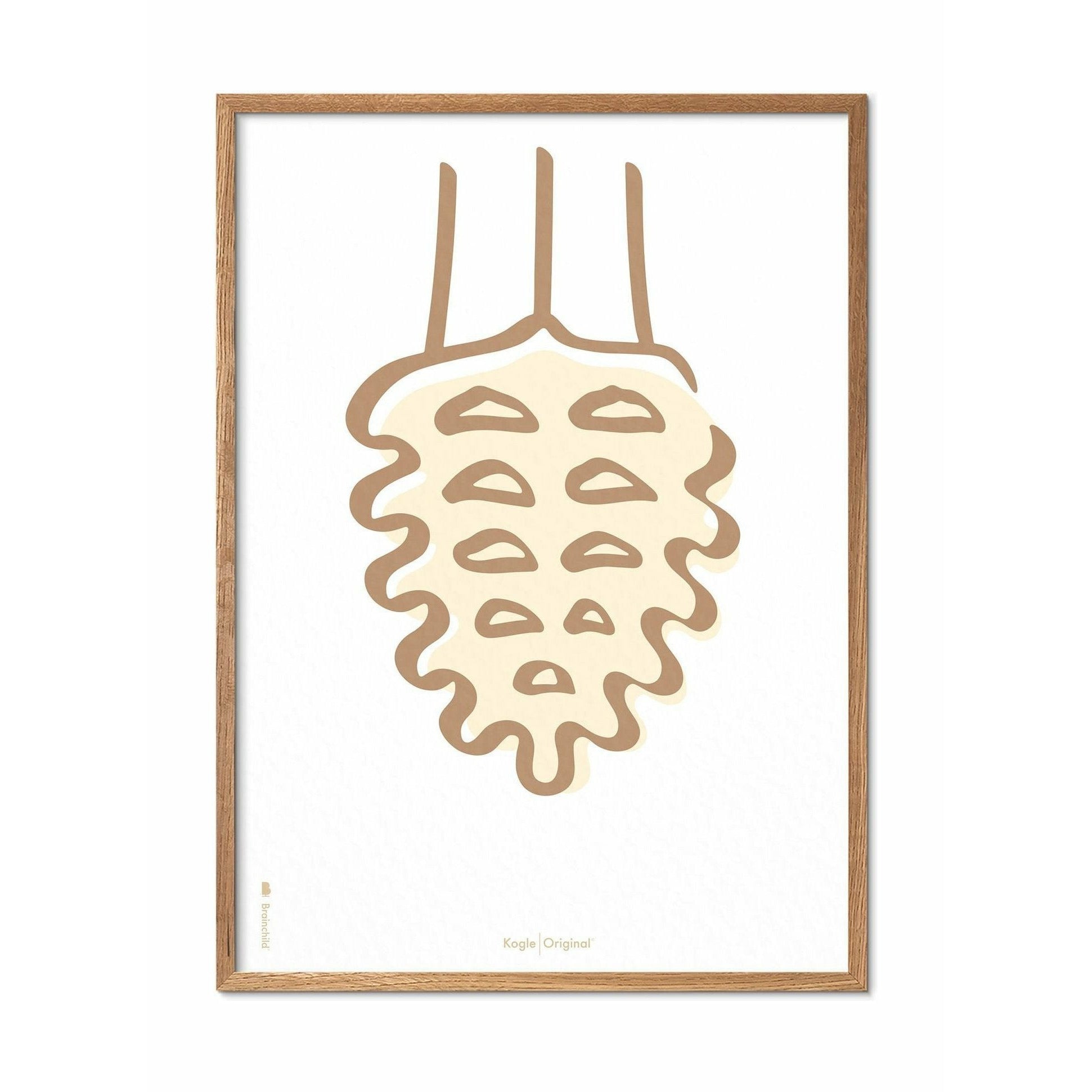 [product_category]-Brainchild Pine Cone Line Poster, Frame Made Of Light Wood 70x100 Cm, White Background-Brainchild-SH-21004-A-BRA-1