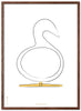 Brainchild Swan Design Sketch Poster Frame Made Of Dark Wood A5, White Background