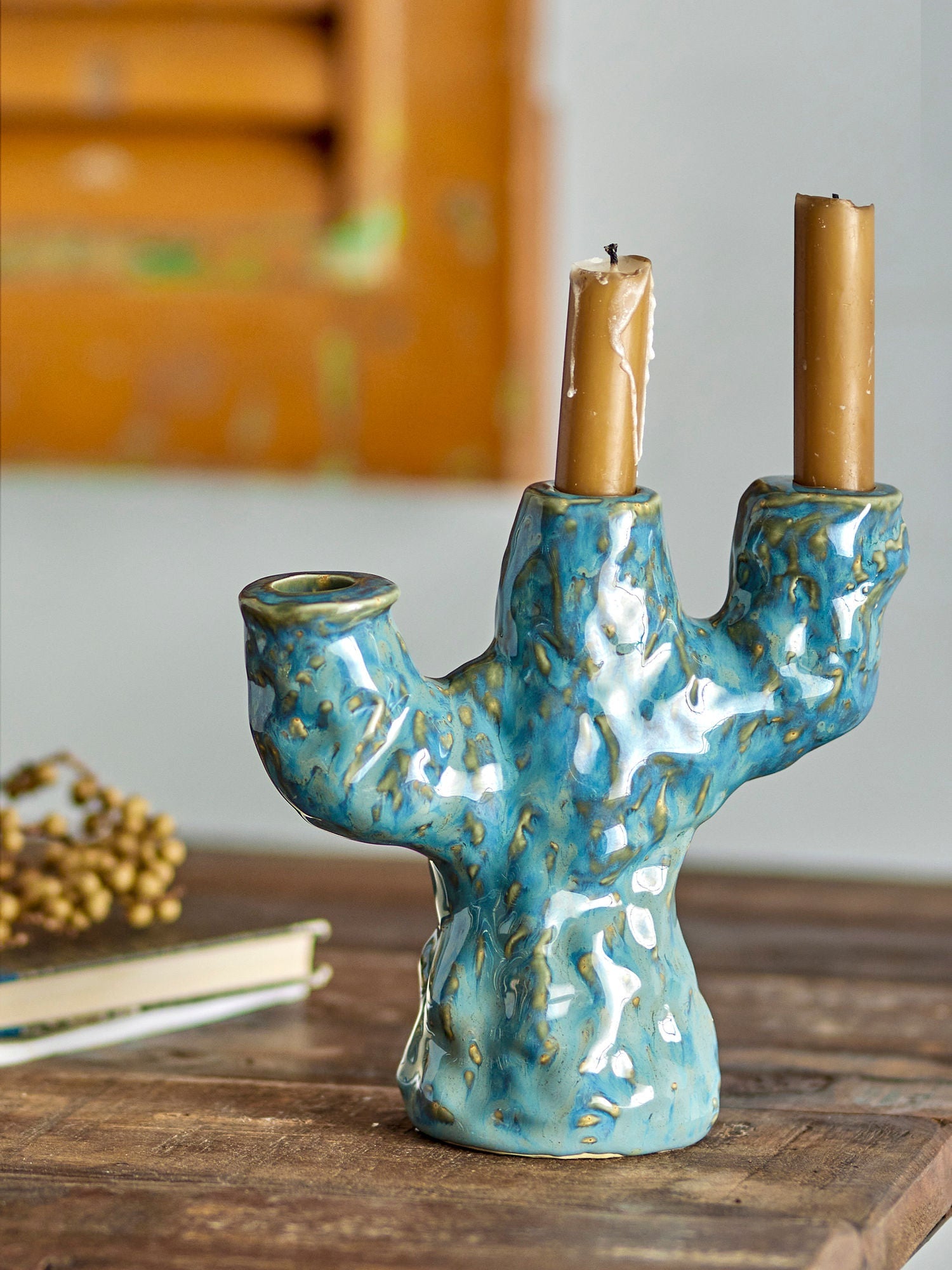 Creative Collection Tahoka Candle Holder, Blue, Stoneware