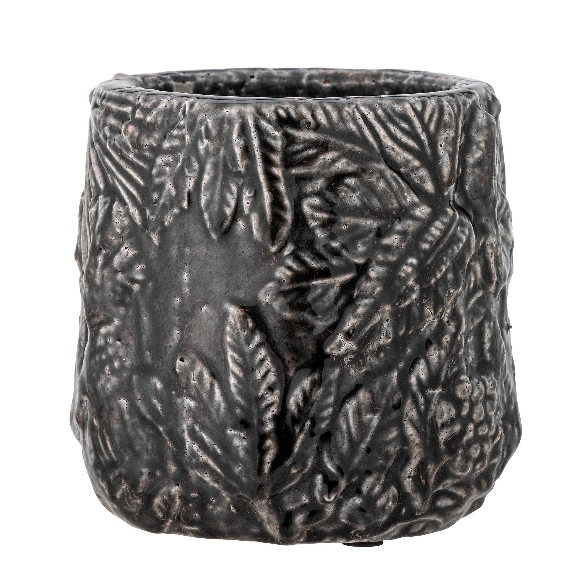 Creative Collection Nikou Deco Flowerpot, Black, Terracotta