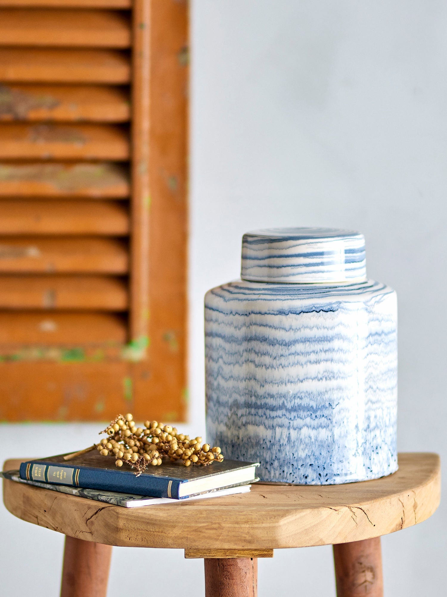 Creative Collection Mahina Jar w/Lid, Blue, Stoneware