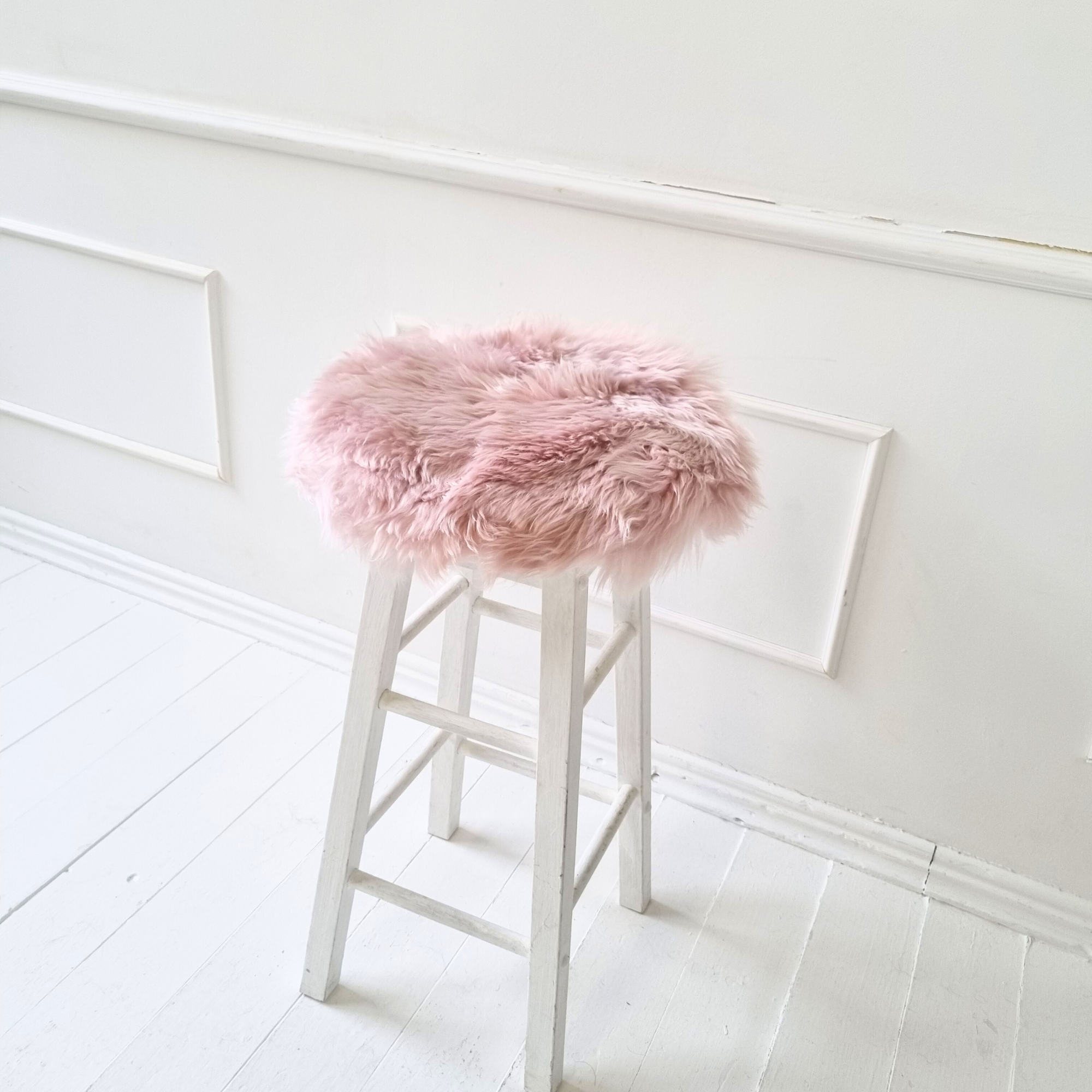 Pink genuine sheepskin chair pad | Round