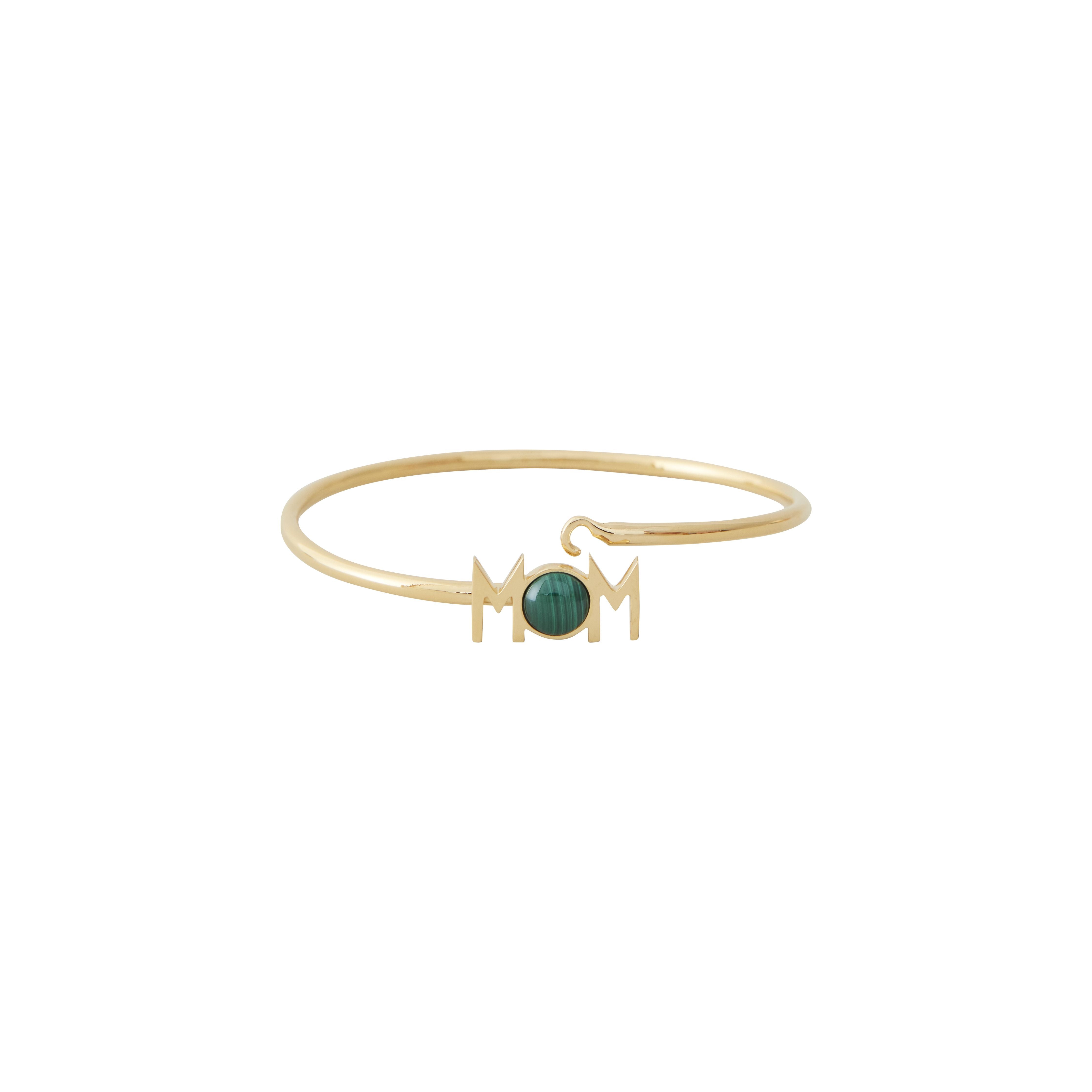 [product_category]-Design Letters Great Mom Bangle 18k Gold Plated, Malachite Green-Design Letters-5710498190620-90502005MALACHITE-DES-2