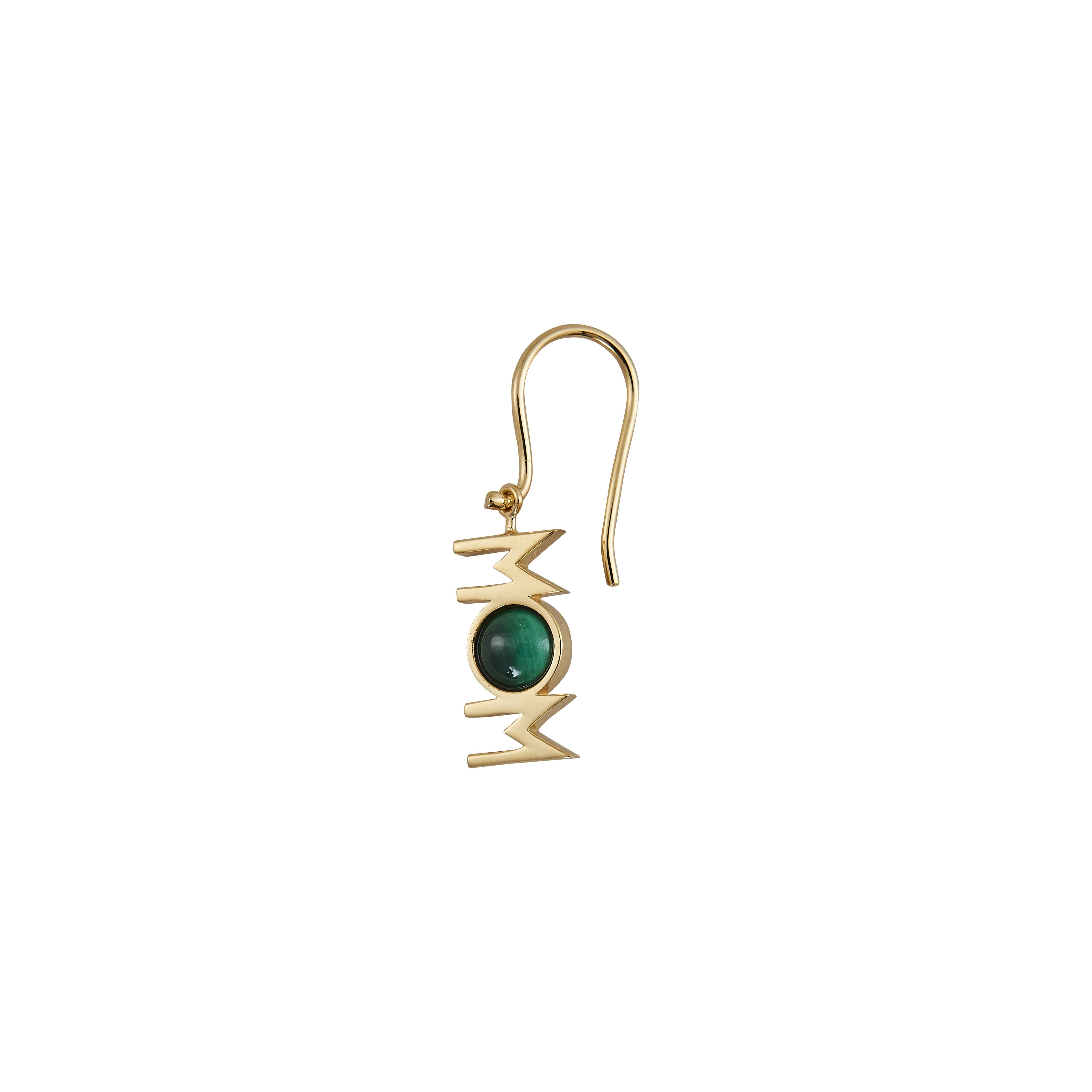 [product_category]-Design Letters Great Mom Earrings 1 P Cs 18k Gold Plated, Malachite Green-Design Letters-5710498190569-90402005MALACHITE-DES-1