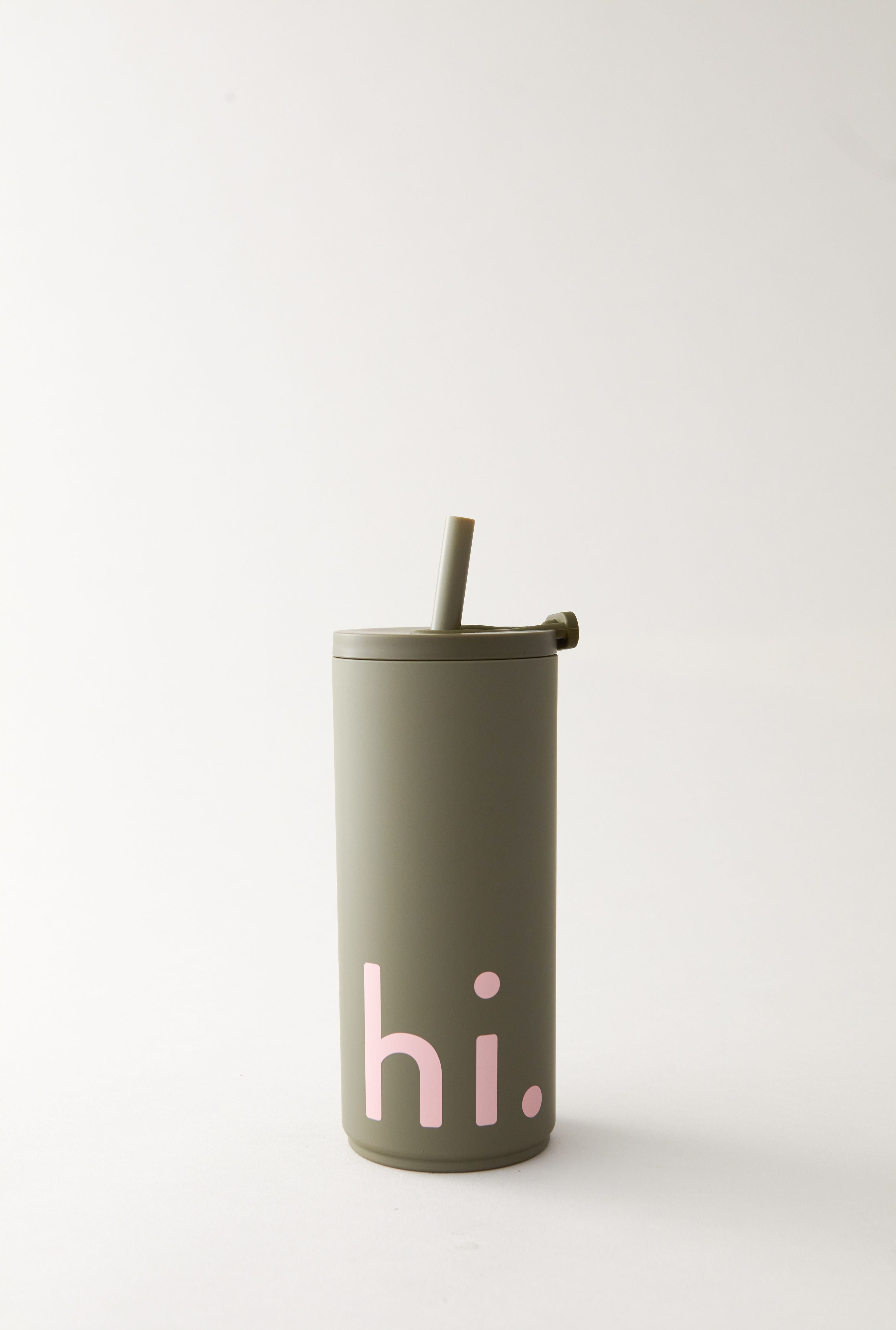 Design Letters Travel Straw Flaske 500 ml, Olivegrøn