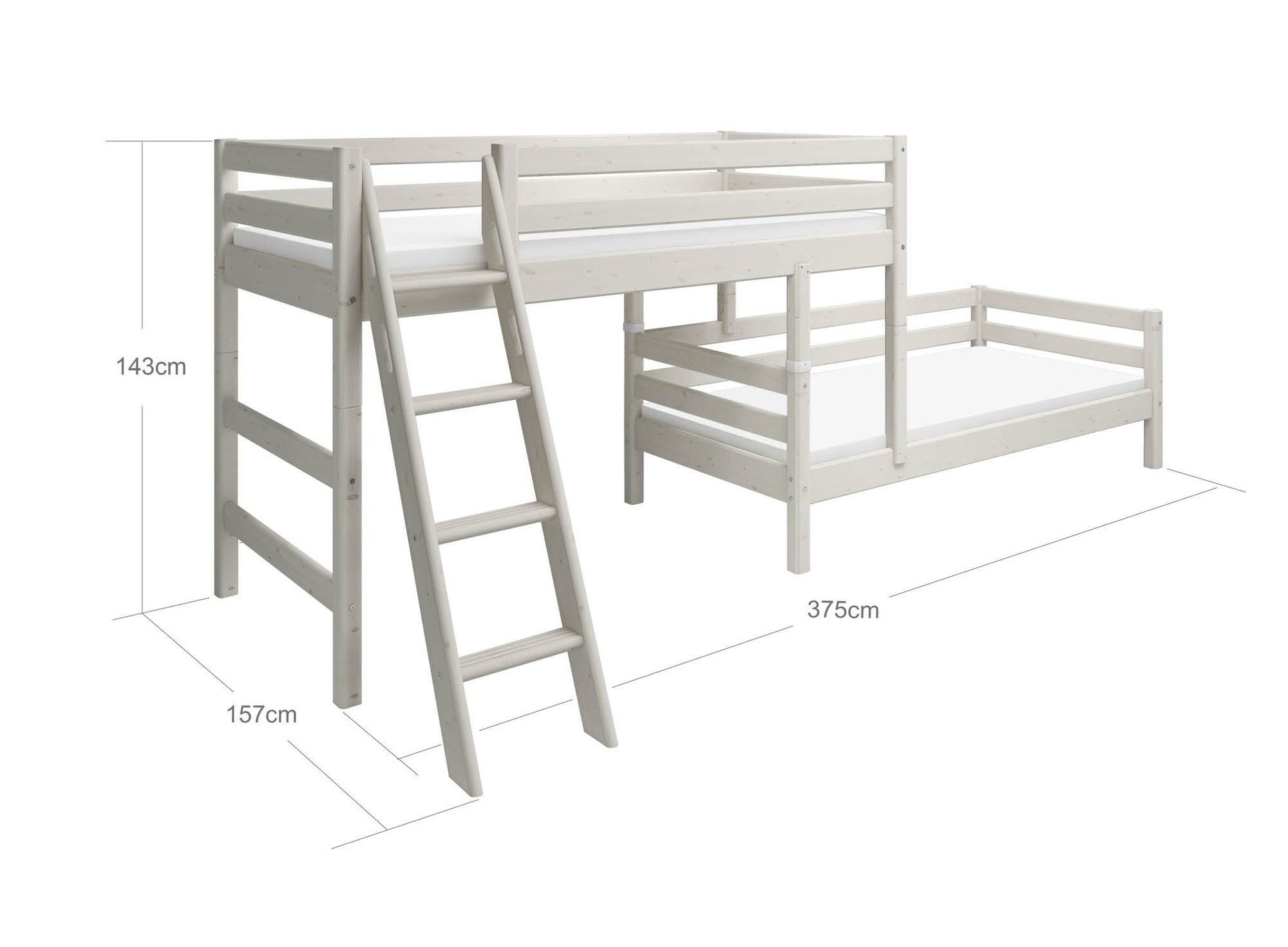 FLEXA Semi-high bed w. slanting ladder