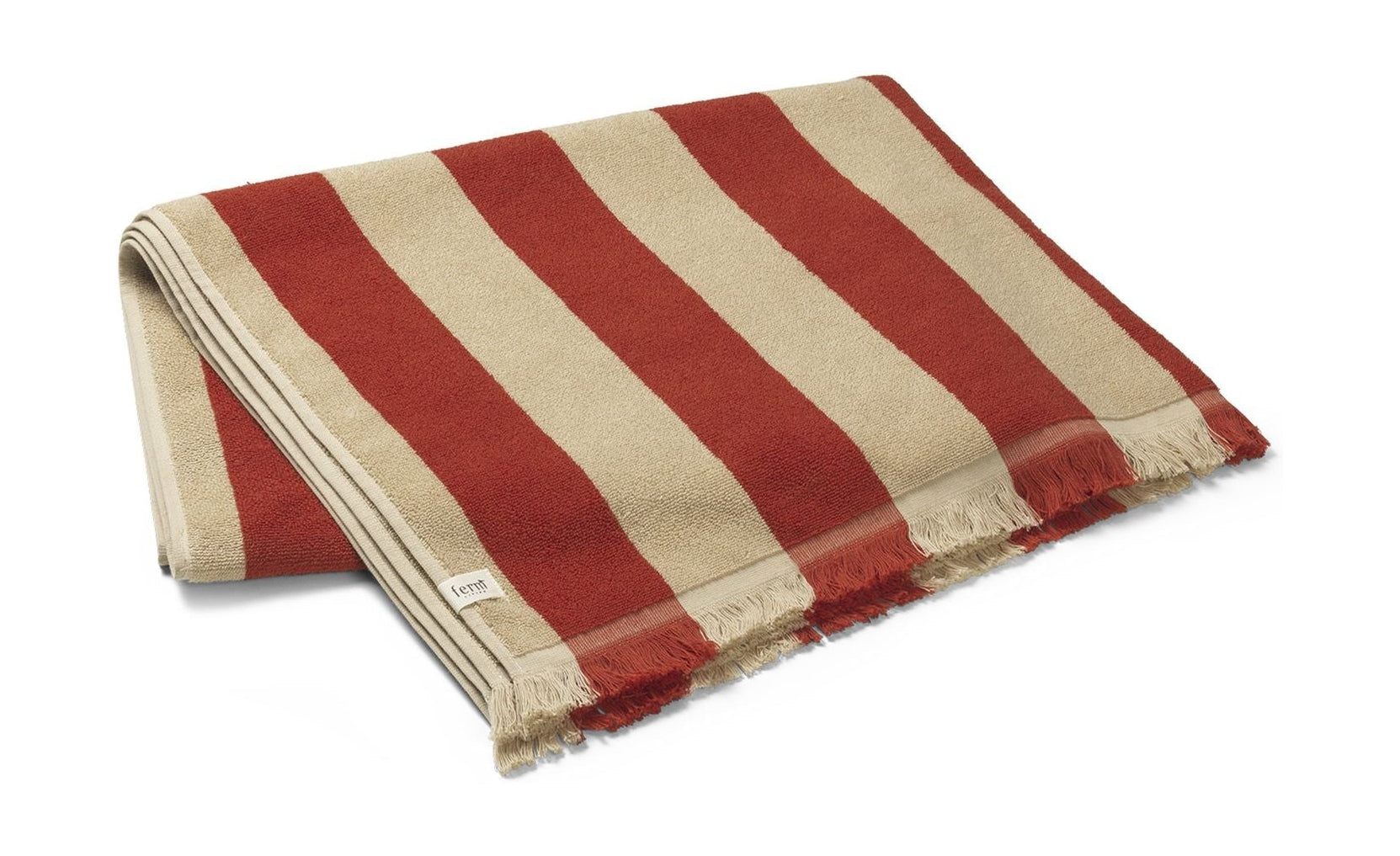 Ferm Living Alee Beach håndklæde, lys kamel/rød