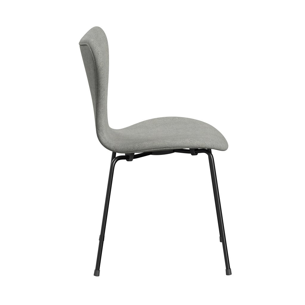 [product_category]-Fritz Hansen 3107 Chair Full Upholstery, Black/Hallingdal White/Grey-Fritz Hansen-3107FU-HAL110-DRBL-FRI-3