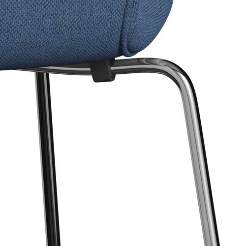 [product_category]-Fritz Hansen 3107 Chair Full Upholstery, Chrome/Re Wool Blue/Natural-Fritz Hansen-3107FU-REW758-CST-FRI-7