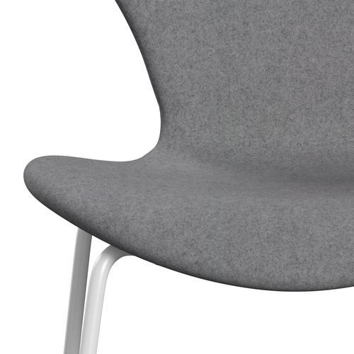 [product_category]-Fritz Hansen 3107 Chair Full Upholstery, White/Divina Melange Stone Grey-Fritz Hansen-3107FU-DIM147-DRWH-FRI-6