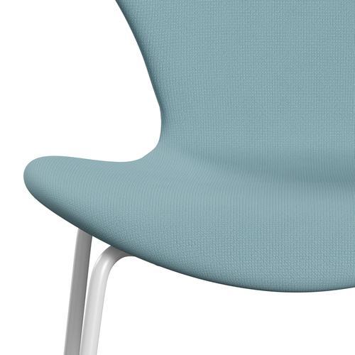 [product_category]-Fritz Hansen 3107 Chair Full Upholstery, White/Fame Turquoise Light-Fritz Hansen-3107FU-F67068-DRWH-FRI-6