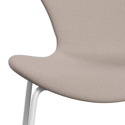 [product_category]-Fritz Hansen 3107 Chair Full Upholstery, White/Steelcut Trio Light Beige-Fritz Hansen-3107FU-STR226-DRWH-FRI-6