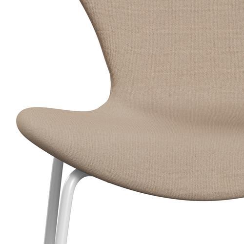 [product_category]-Fritz Hansen 3107 Chair Full Upholstery, White/Tonus Sand-Fritz Hansen-3107FU-TON135-DRWH-FRI-6