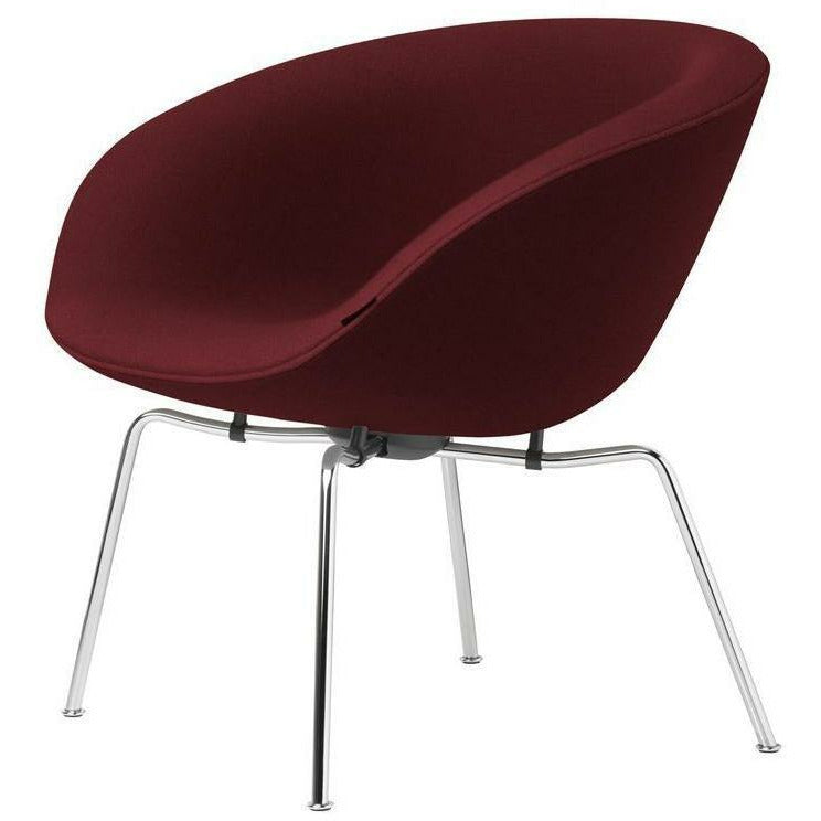 [product_category]-Fritz Hansen Aj Pot Lounge Chair Chrome Plated Frame Fabric, Christianshavn Red Uni-Fritz Hansen-3318-Chromed-Christianshavn-1140-FRI-1