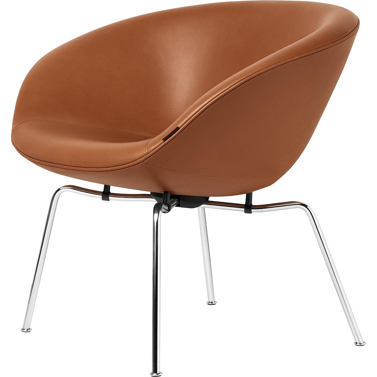 [product_category]-Fritz Hansen Aj Pot Lounge Chair Chromed Frame Leather, Walnut Grace Leather-Fritz Hansen-3318-walnut-FRI-1