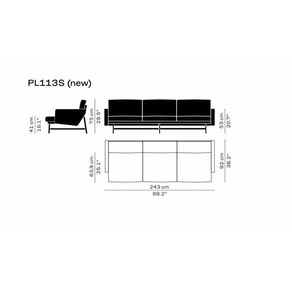 [product_category]-Fritz Hansen Lissoni Sofa Leather 3 Seater, Black/Black Essential-Fritz Hansen-PL113S-Essential-Black-Black-FRI-2