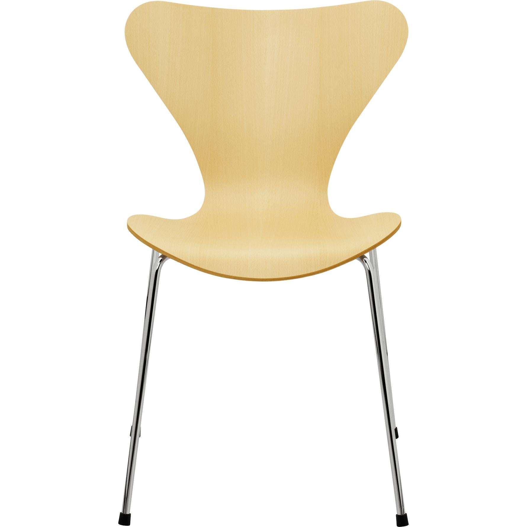 Fritz Hansen Serie 7 Stol Faneer Beech Bald, Chromed Steel Ben