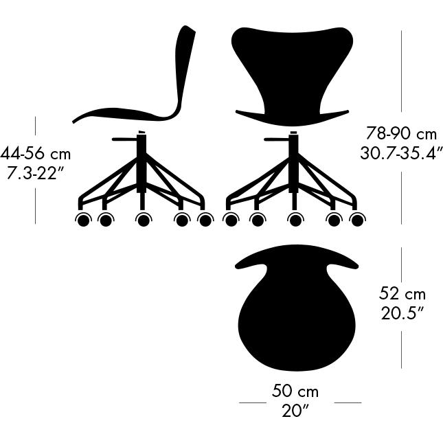 Fritz Hansen Serie 7 Rotarchair Helt dragen tyg ChristianShavn, röd