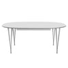 Fritz Hansen Superellipse Udtræksbord Grey Powder Coated/Hvid Laminat, 300x120 Cm