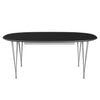 Fritz Hansen Superellipse Udtræksbord Grey Powder Coated/Sort Laminat, 300x120 Cm