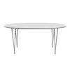 Fritz Hansen Superellipse Udtræksbord Grey Powder Coated/Hvid Laminat, 270x100 Cm