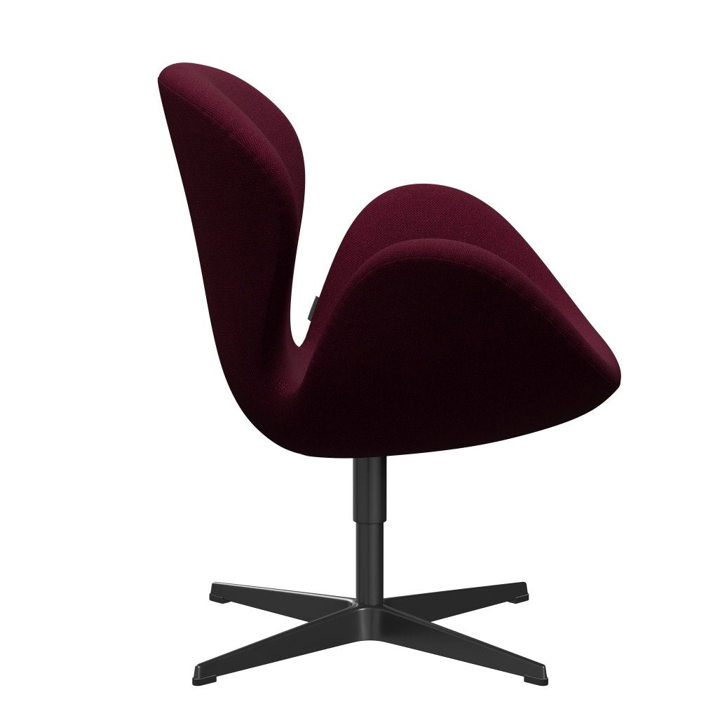 [product_category]-Fritz Hansen Swan Lounge Chair, Black Lacquered/Hallingdal Wine Red/Violet-Fritz Hansen-3320-HAL573-BLLA-FRI-3