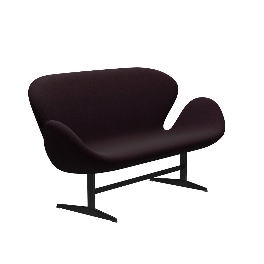 Fritz Hansen Svan soffa 2-sits, svart lackerad/canvas blödilla