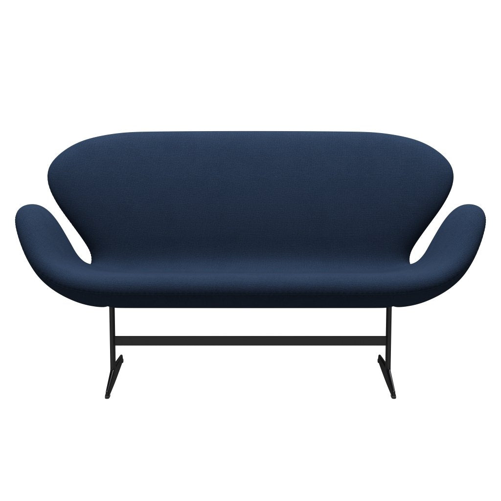 Fritz Hansen Swan Sofa 2-personers, svart lack/ChristianShavn Blue