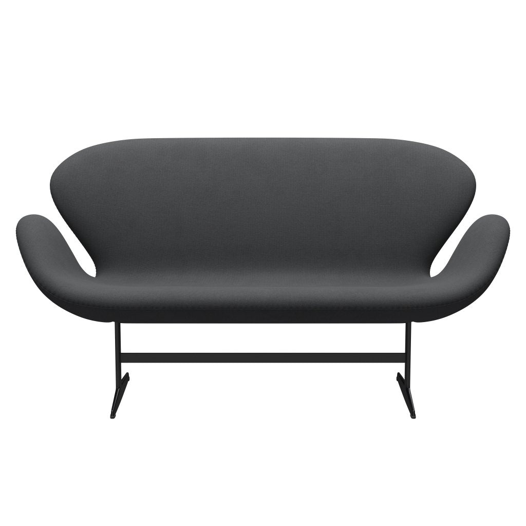 Fritz Hansen Swan Sofa 2-personers, svart lack/Christianshavn Gray Uni